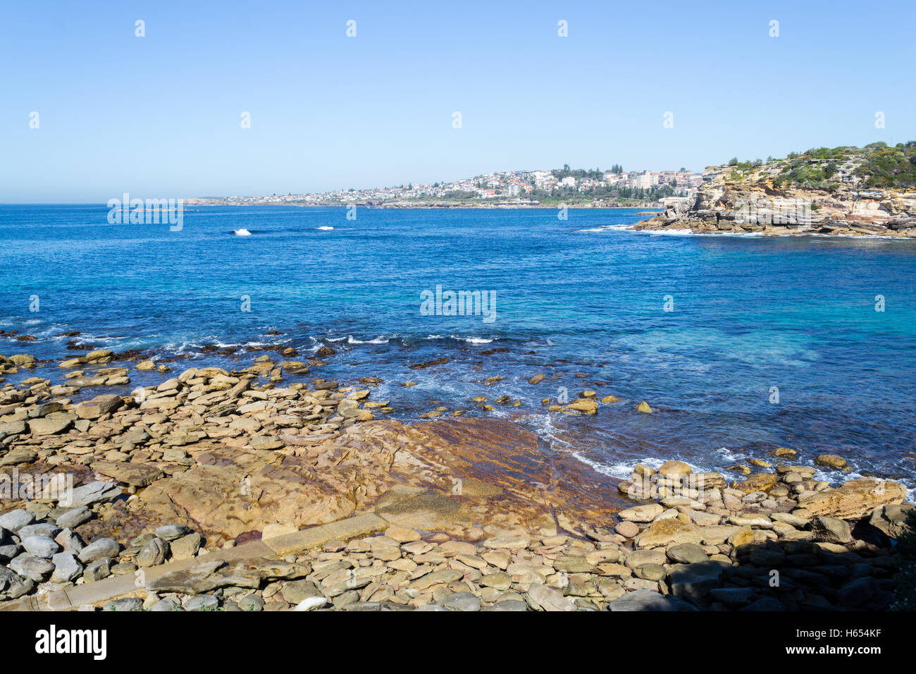 Bondi to Coogee walk is 6 km long located in Sydneys eastern suburbs Stock Photo