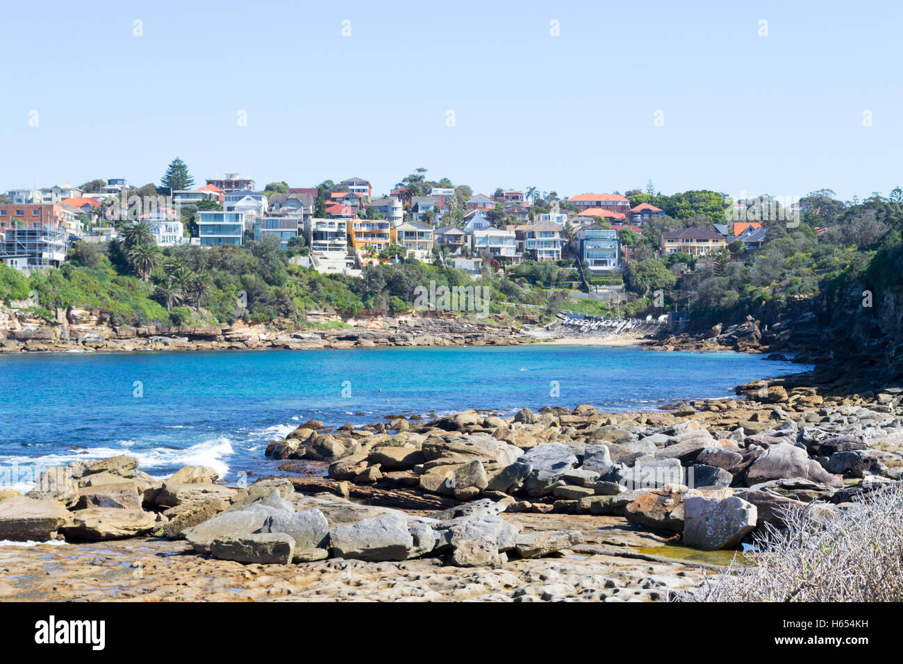 Bondi to Coogee walk is 6 km long located in Sydneys eastern suburbs Stock Photo