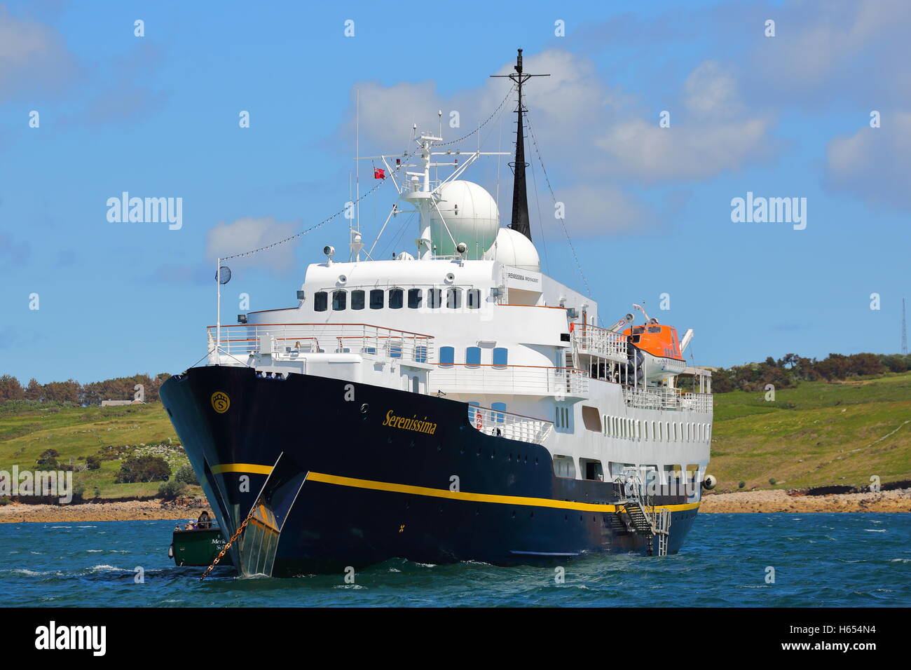 The cruise ship MS Serenissima of Carnival Cruise Line anchored at the