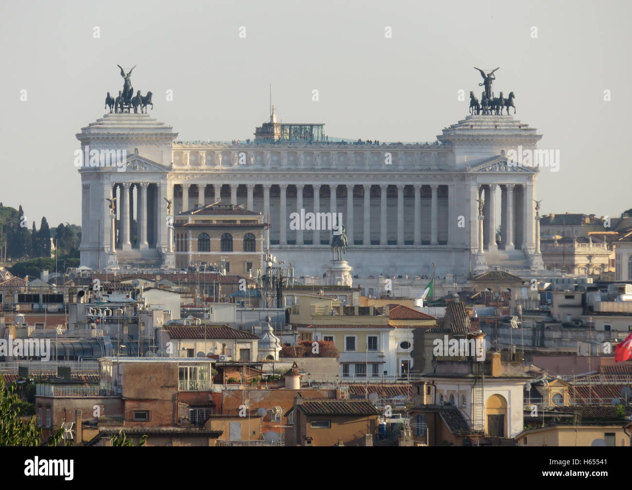 View across Rome from Piazza Napoleone towards Piazza Venezia and the museum Stock Photo