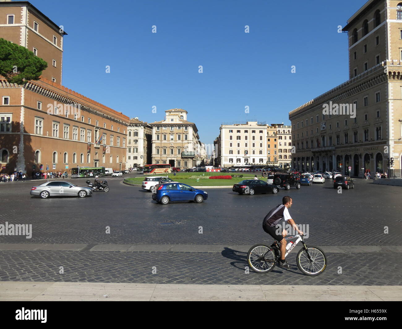 Traffic around Piazza Venezia Rome Stock Photo