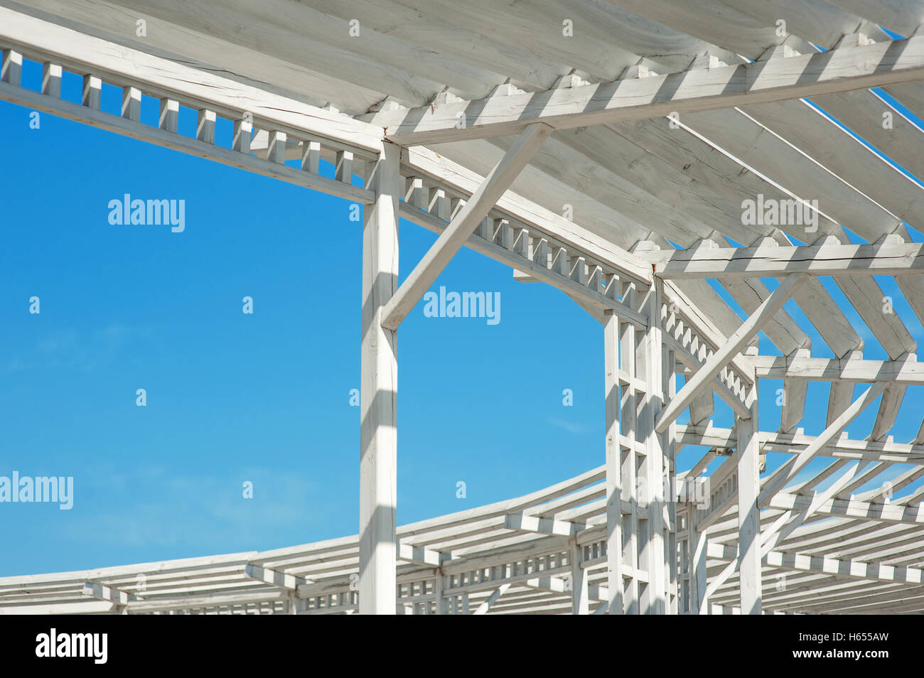 white gazebo in the park against blue sky Stock Photo - Alamy
