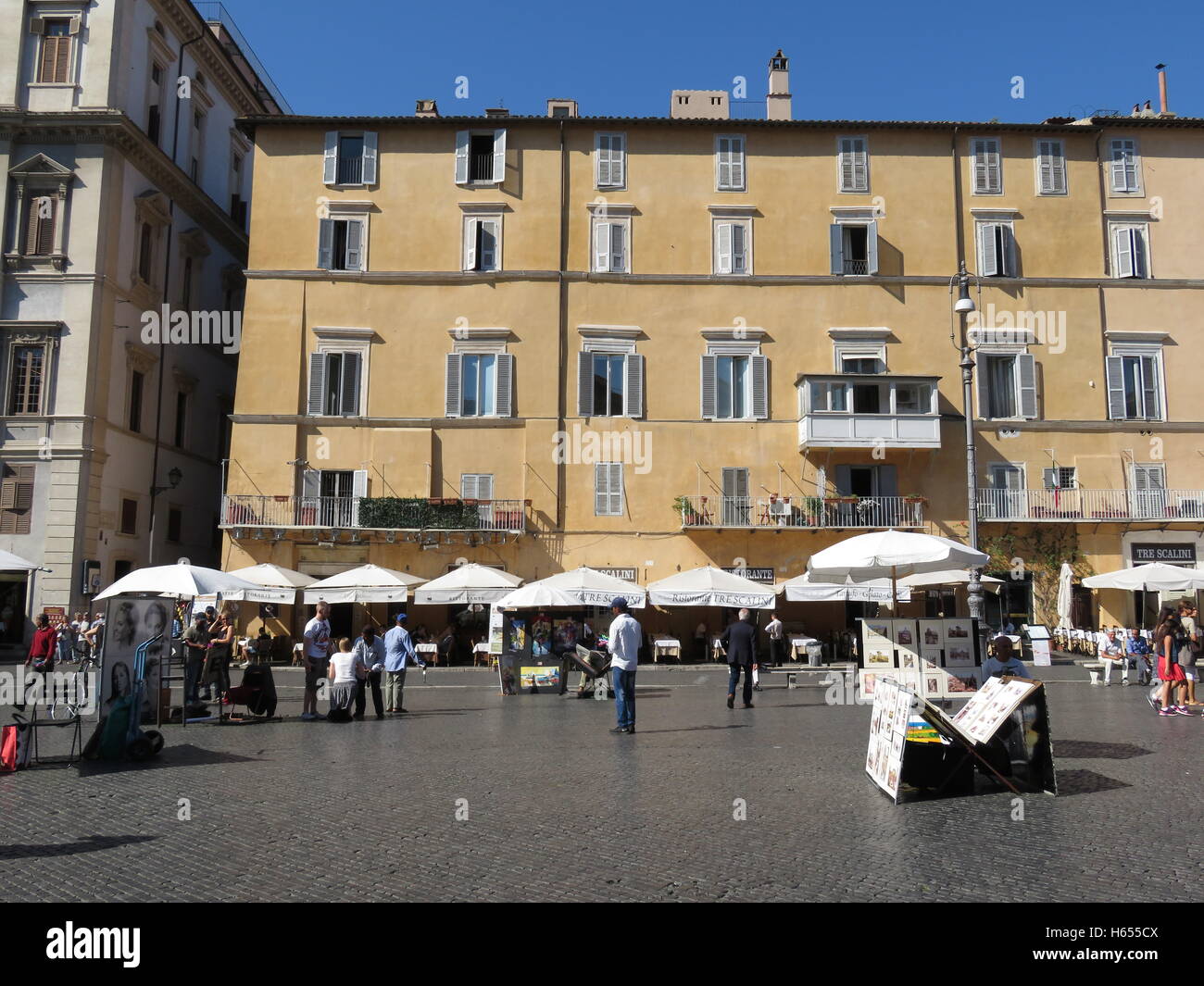 Piazza Navona with tourists Stock Photo