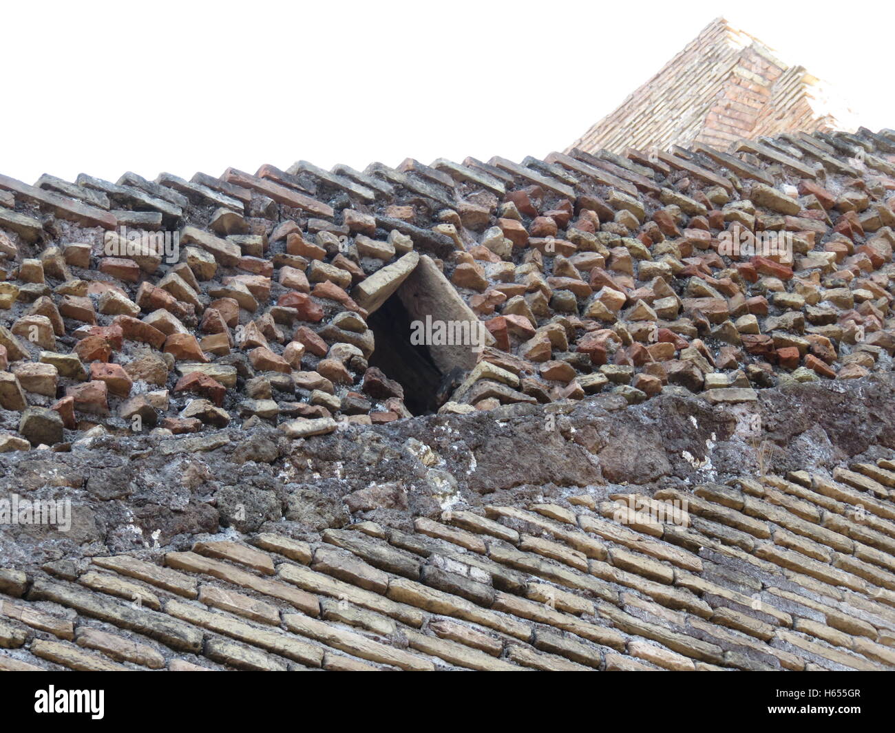 Roman brickwork inside Colosseum Stock Photo