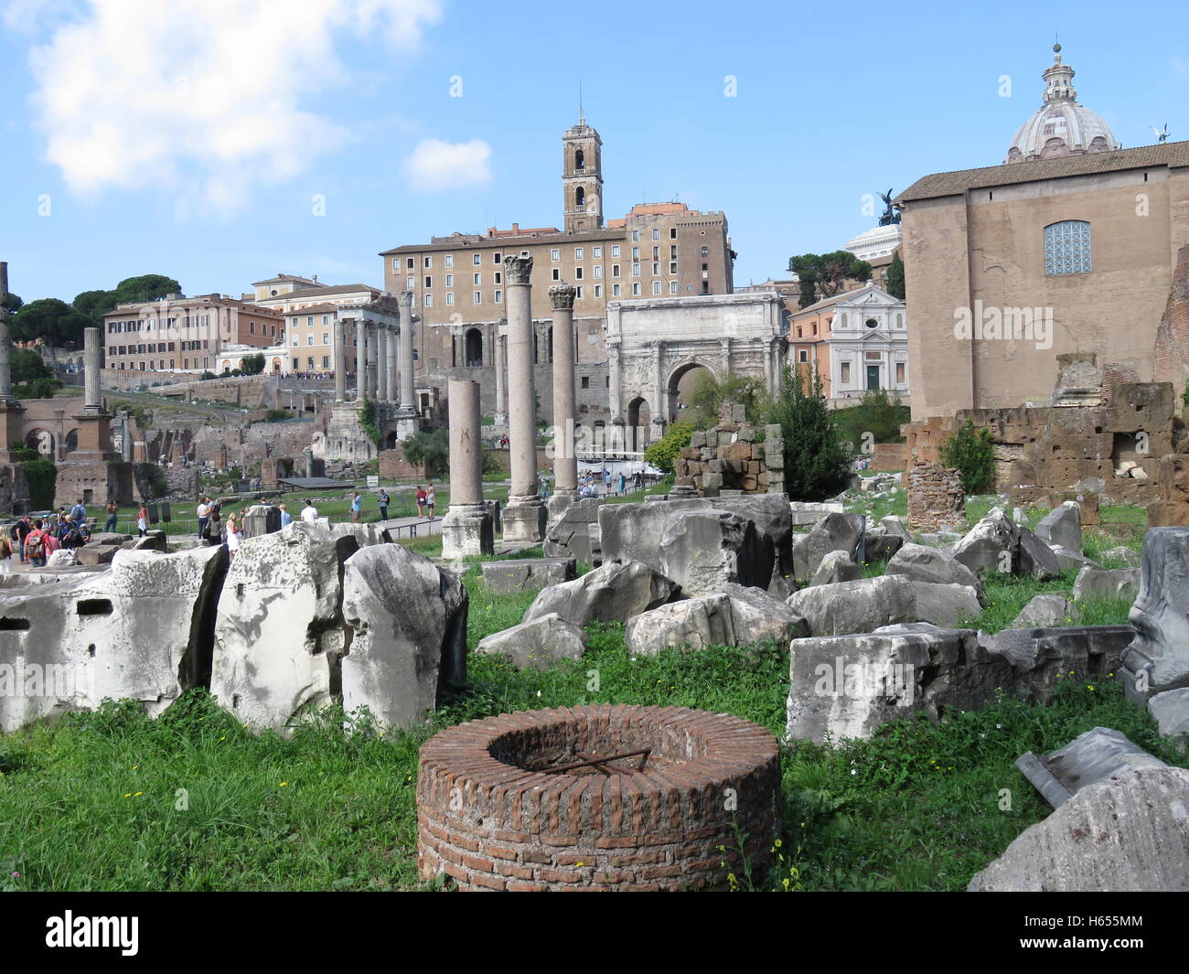 General view across the Forum in Rome Stock Photo