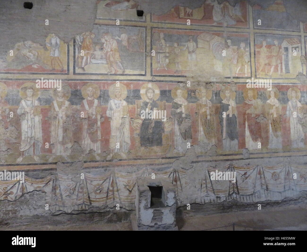 Murals in Santa Maria Antiqua in the Forum Rome Stock Photo