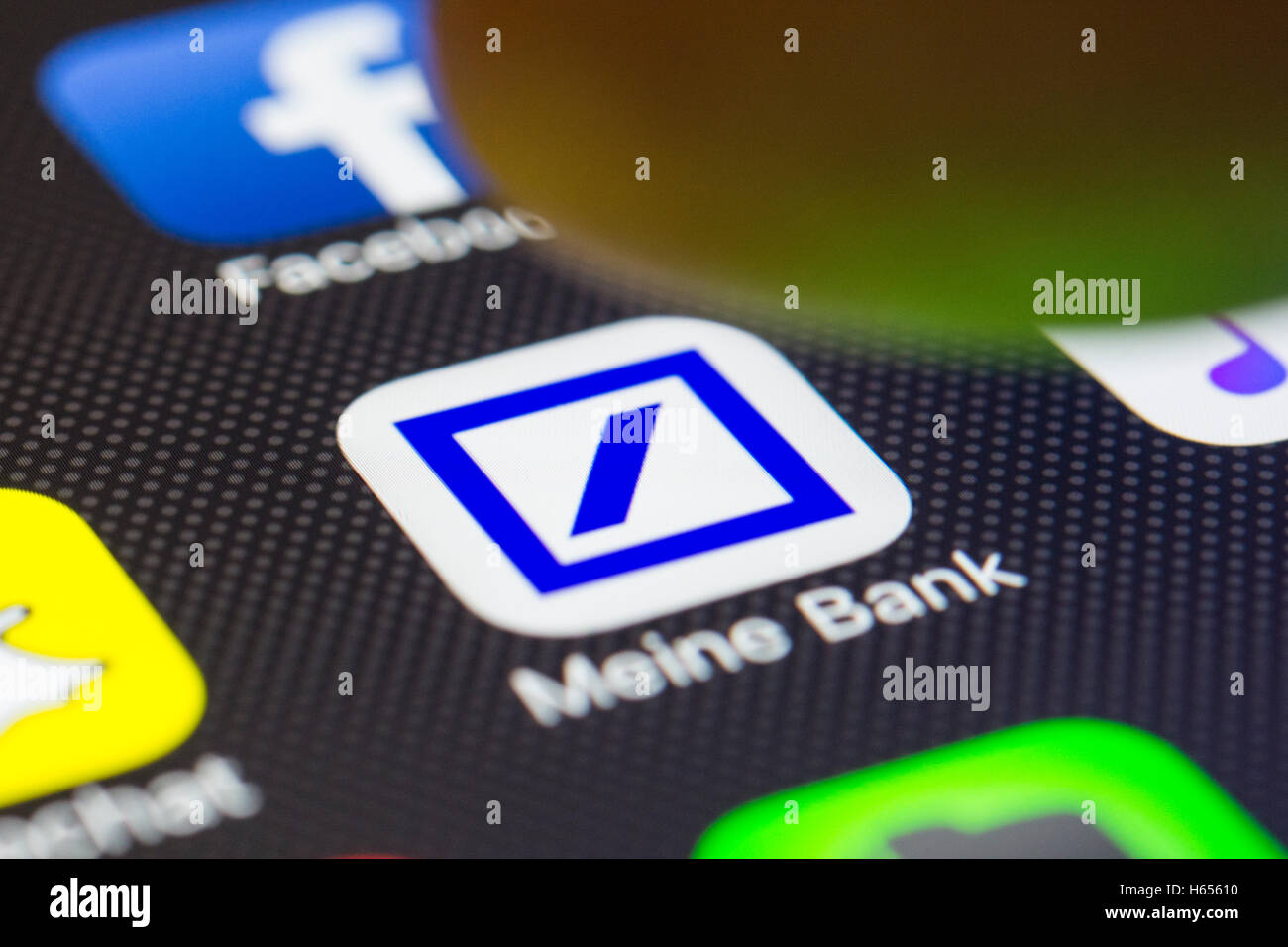 Deutsche Bank online banking app close up on iPhone smart phone screen Stock Photo