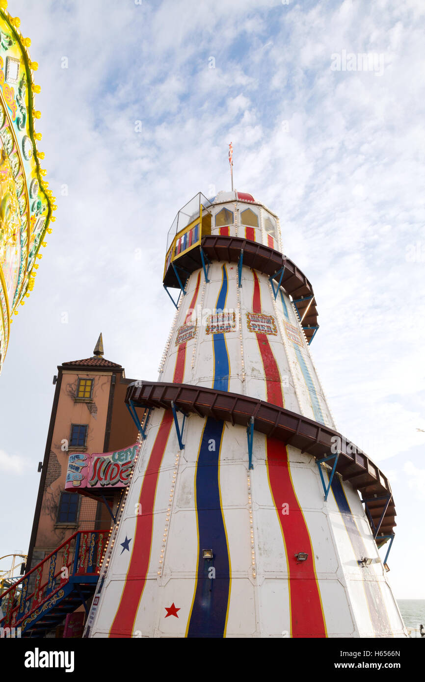 Helter Skelter funfair ride, Brighton Pier, Brighton, East Sussex UK Stock Photo