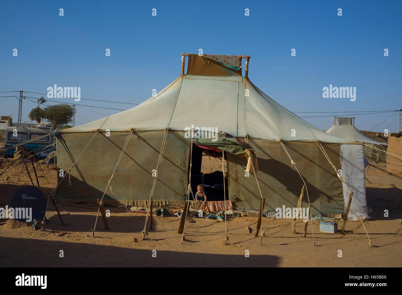 Report on the Saharawi refugee camp of Dakhla, in Tindouf, Algeria on Sunday 16 October 2016. Stock Photo