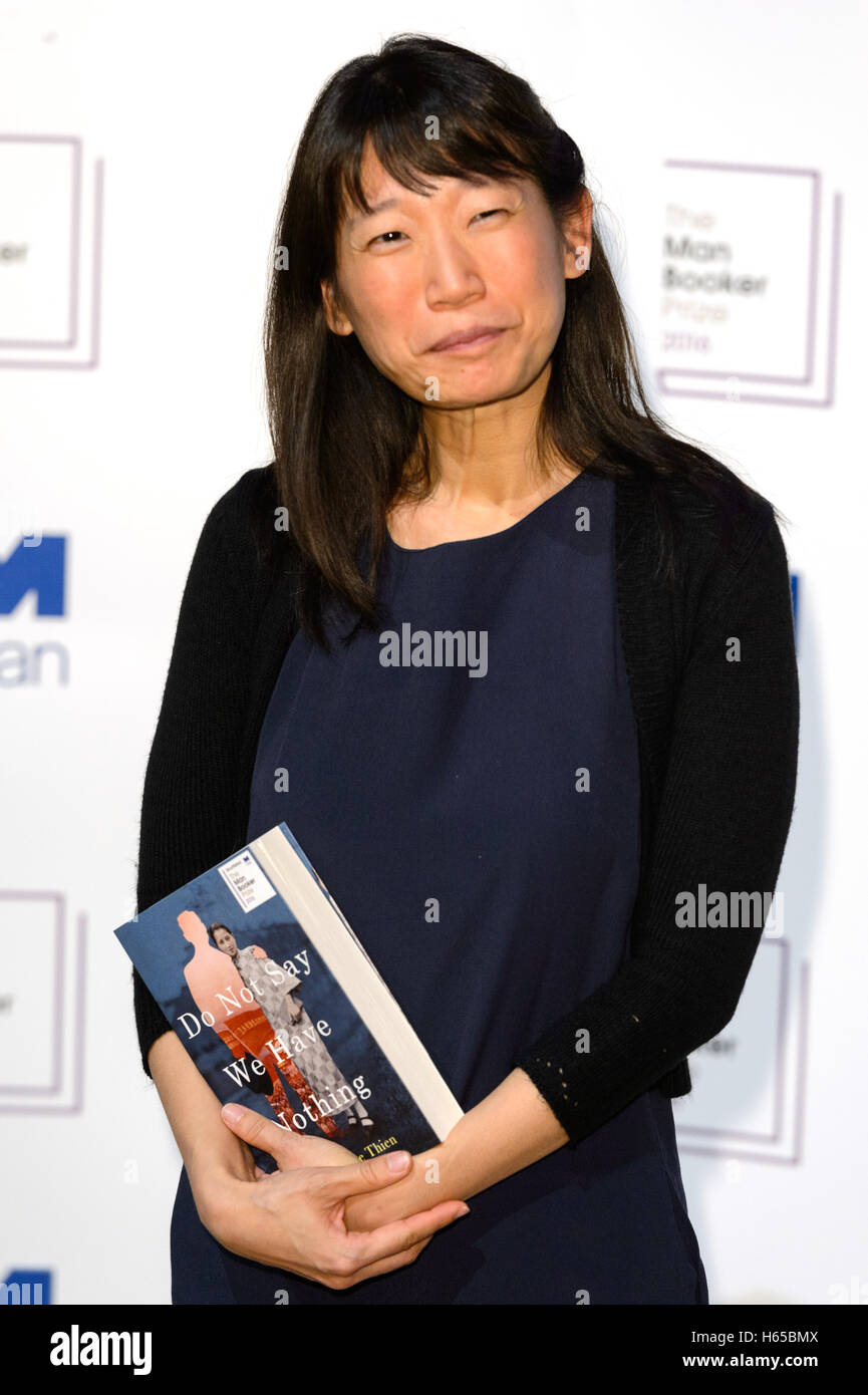 London, UK. 24th Oct, 2016. Author Madeleine Thien with her book 'Do Not Say We Have Nothing' attends the Man Booker Prize for Fiction photocall. London, UK. Credit:  Raymond Tang/Alamy Live News Stock Photo