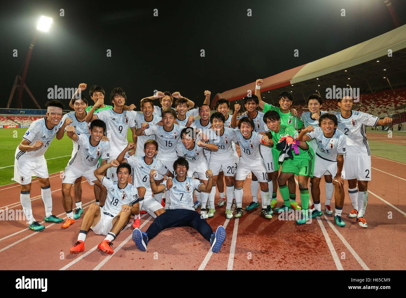 Riffa Bahrain 24th Oct 16 Japan Team Group Jpn Football Soccer Players Of Japan Celebrate Qualifying For The 17 Fifa U World Cup After Winning The Afc U 19 Championship Bahrain 16 Quarter Finals