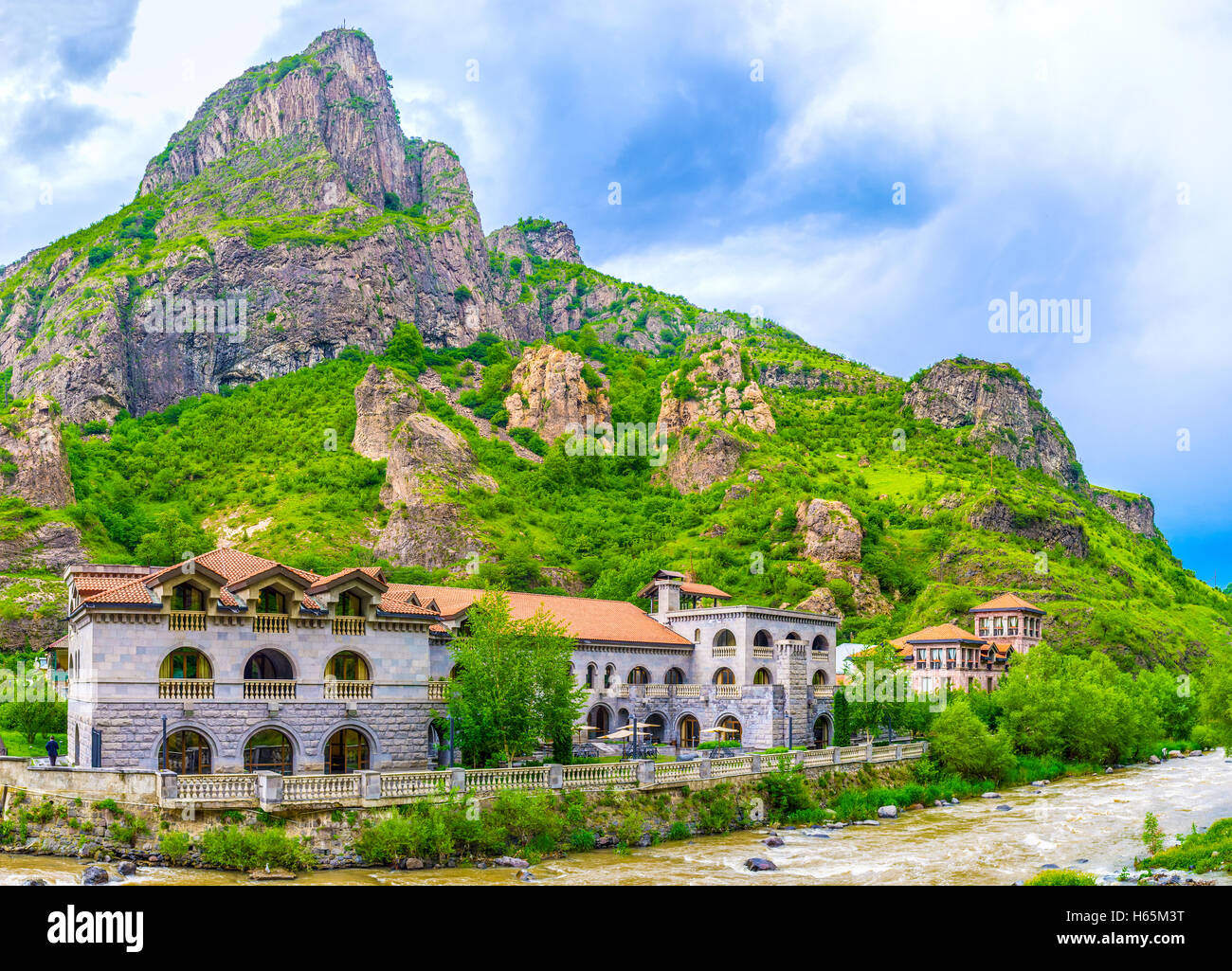 The luxury stone hotel complex in Armenian Highlands, located on the bank of Deped River