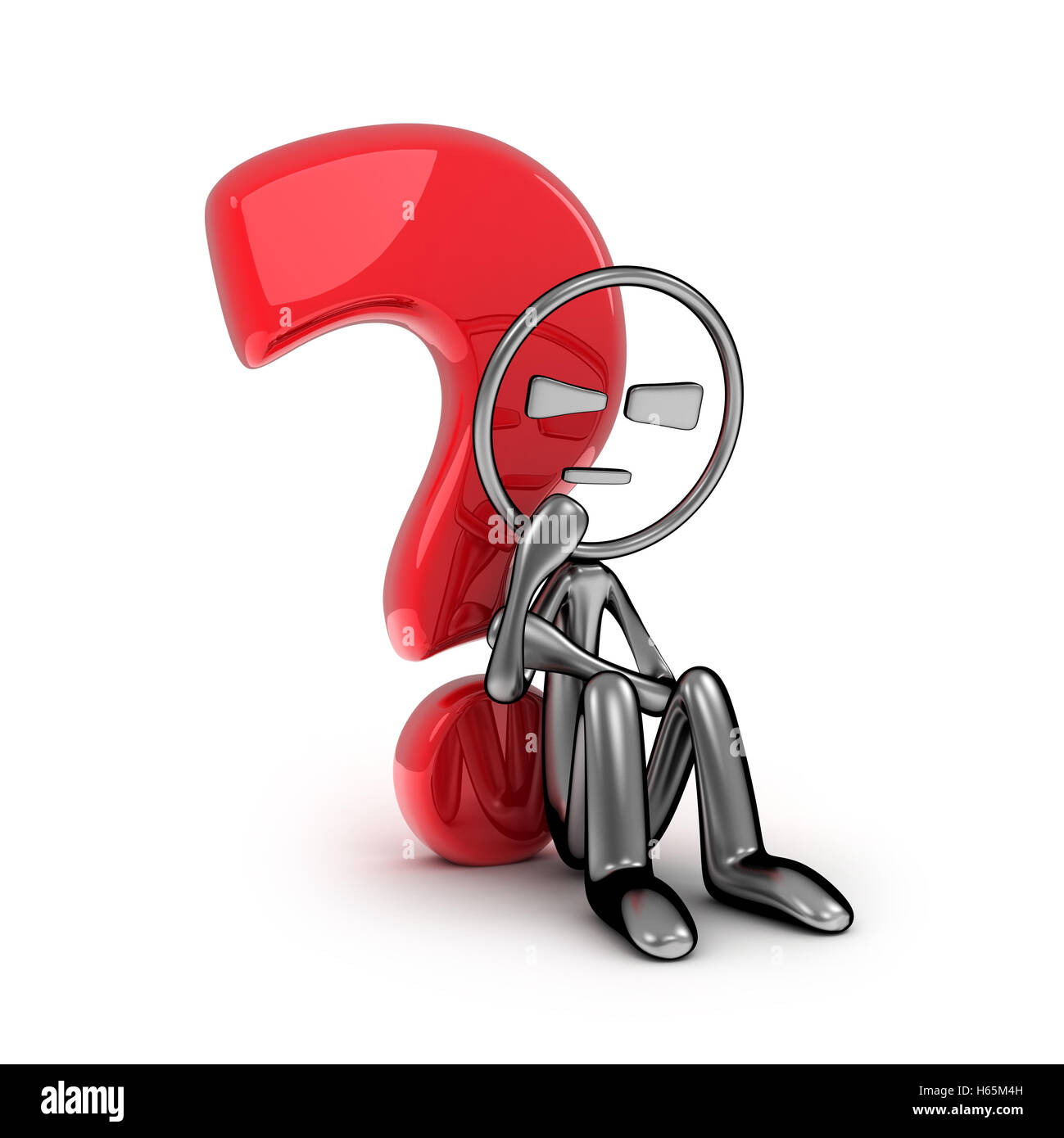 Question and abstract man (done in 3d rendering) Stock Photo