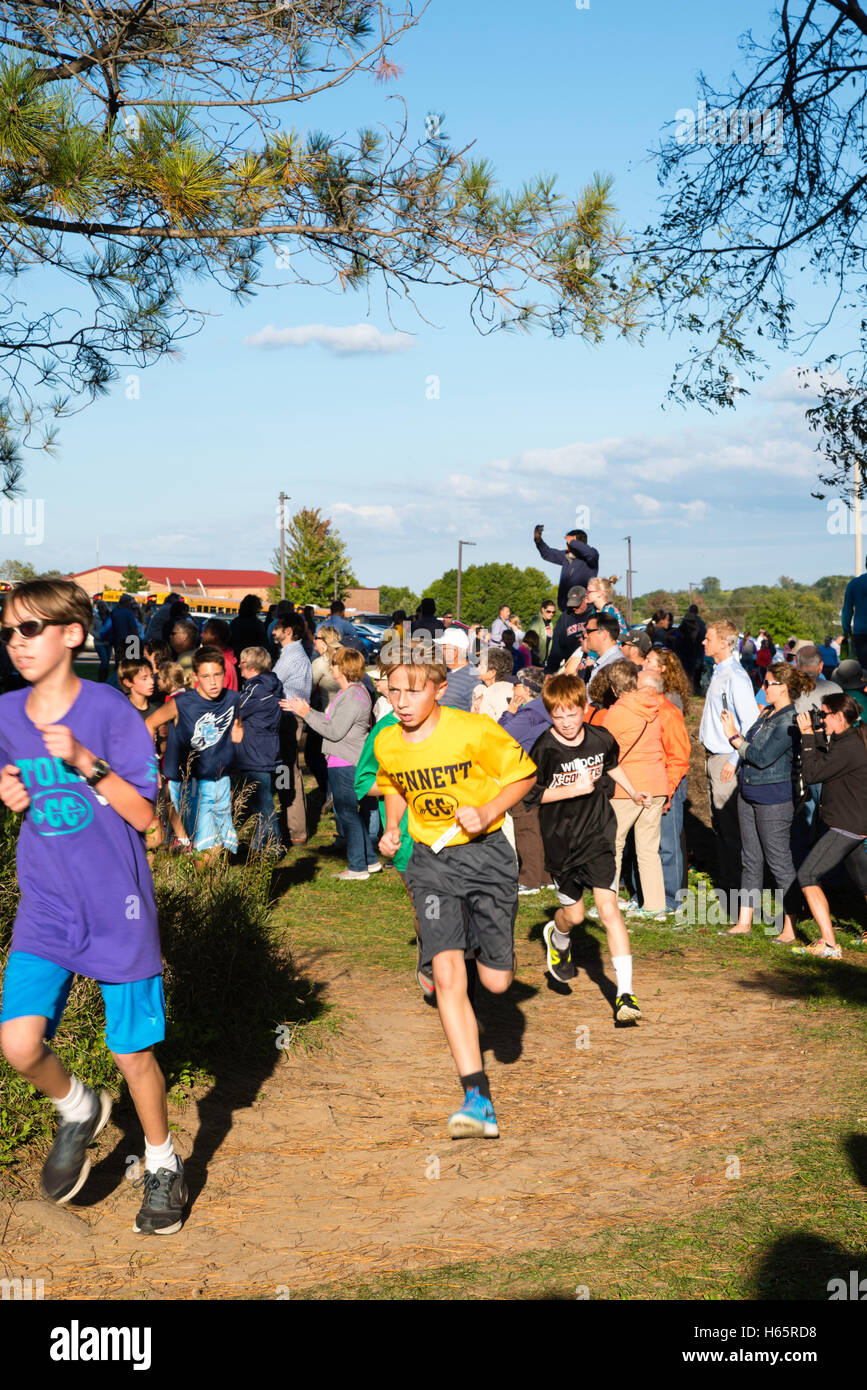 Photographs of a middle school cross country meet held in Verona