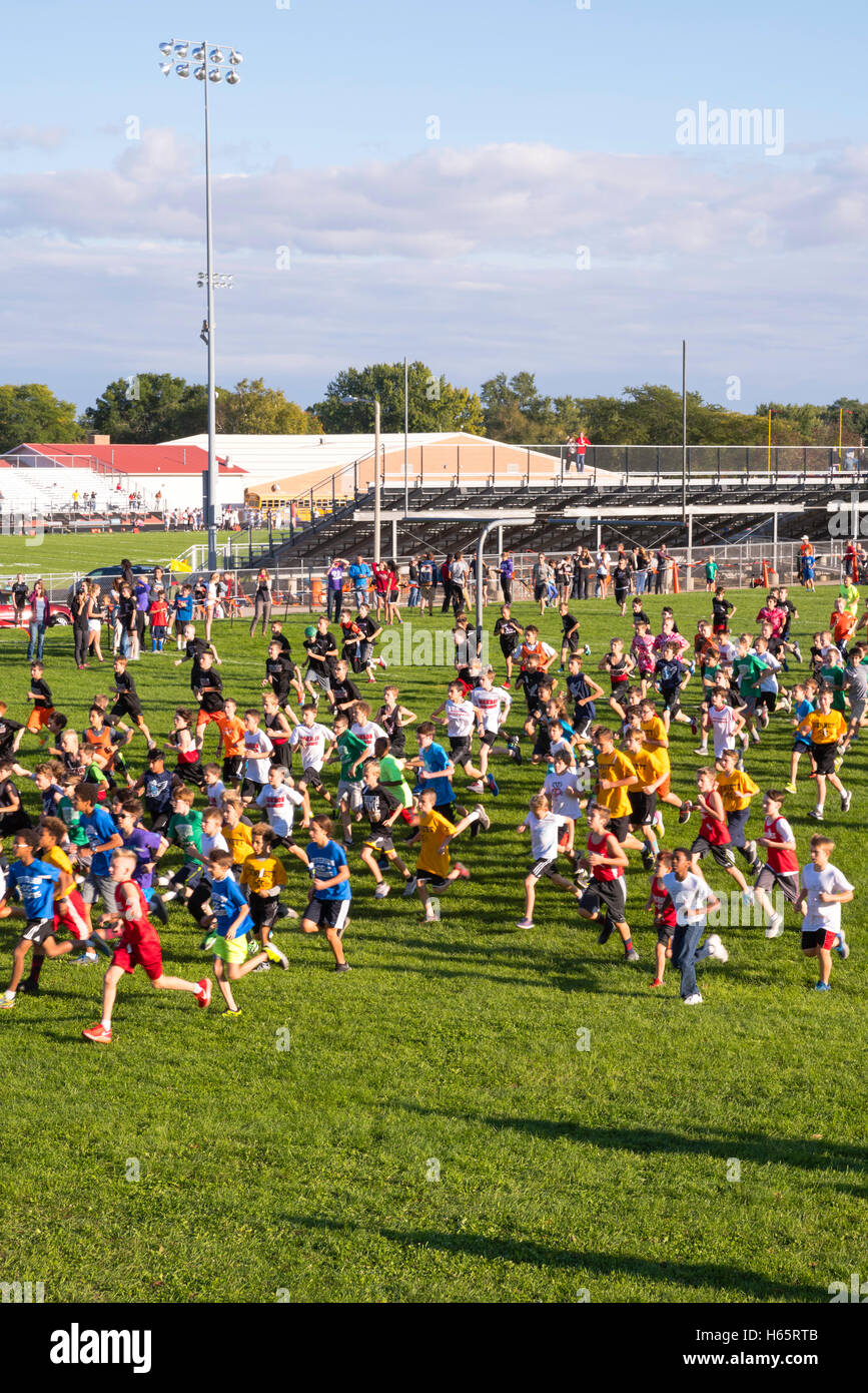 Photographs of a middle school cross country meet held in Verona