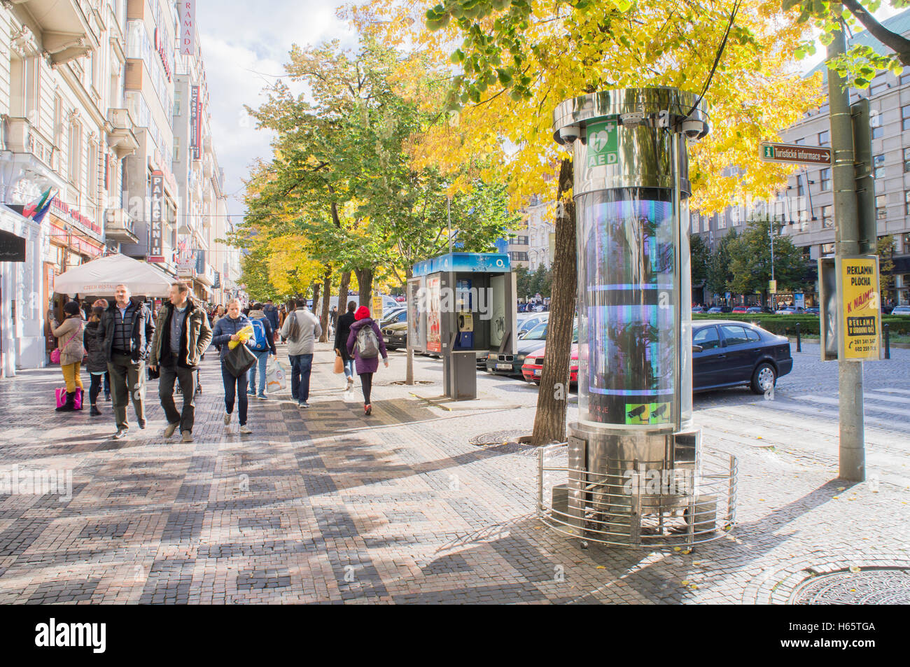 automated external defibrillator (AED), Wenceslas Square, Prague Stock Photo