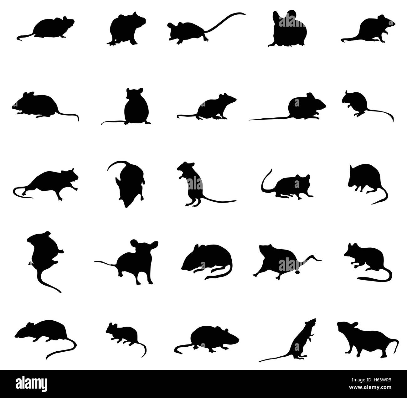 Mouse silhouettes set Stock Vector