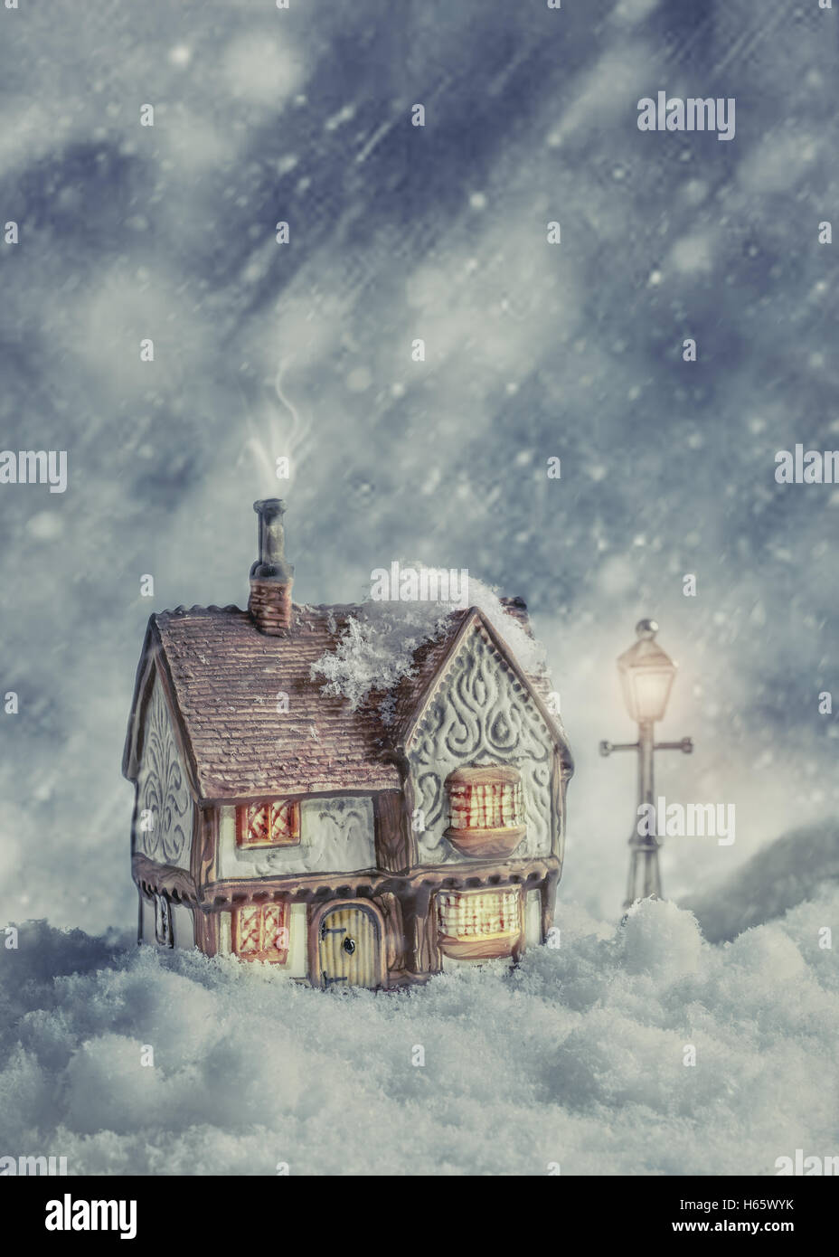 Winter cottage in snow Stock Photo