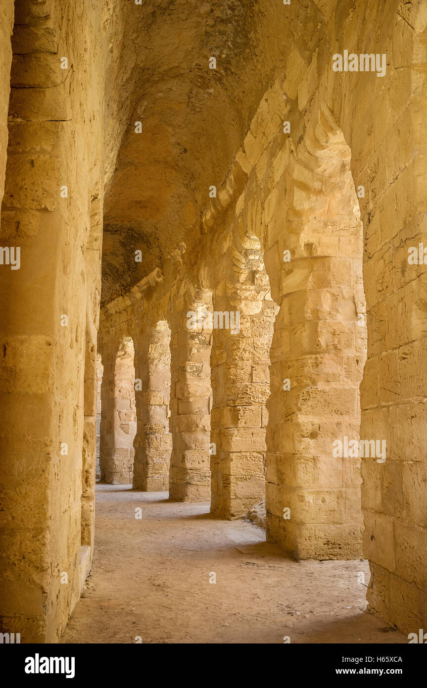 The inner hall in the ancient building of roman amphitheatre is open ...