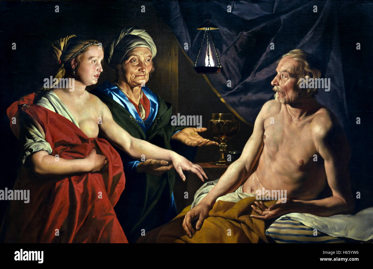 Sarah is leading Abraham Hagar by painter Dutch Netherlands ( Golden Age ) Stock Photo