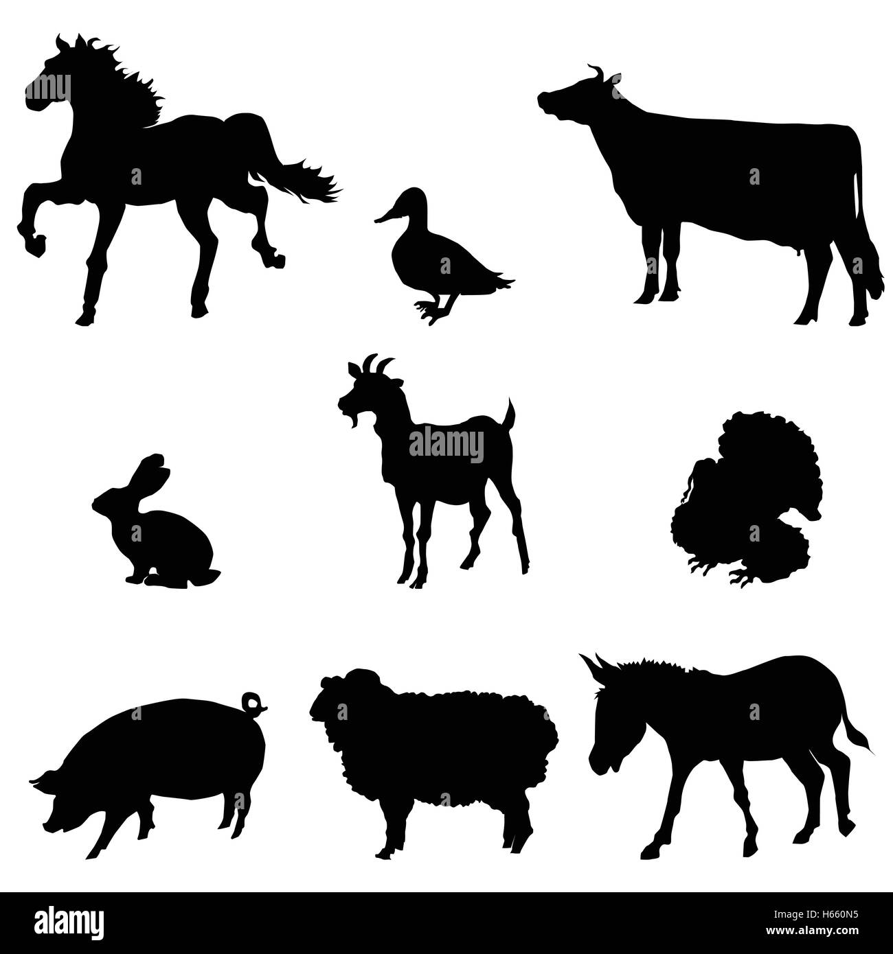Farm animals silhouette set Stock Vector Image & Art - Alamy