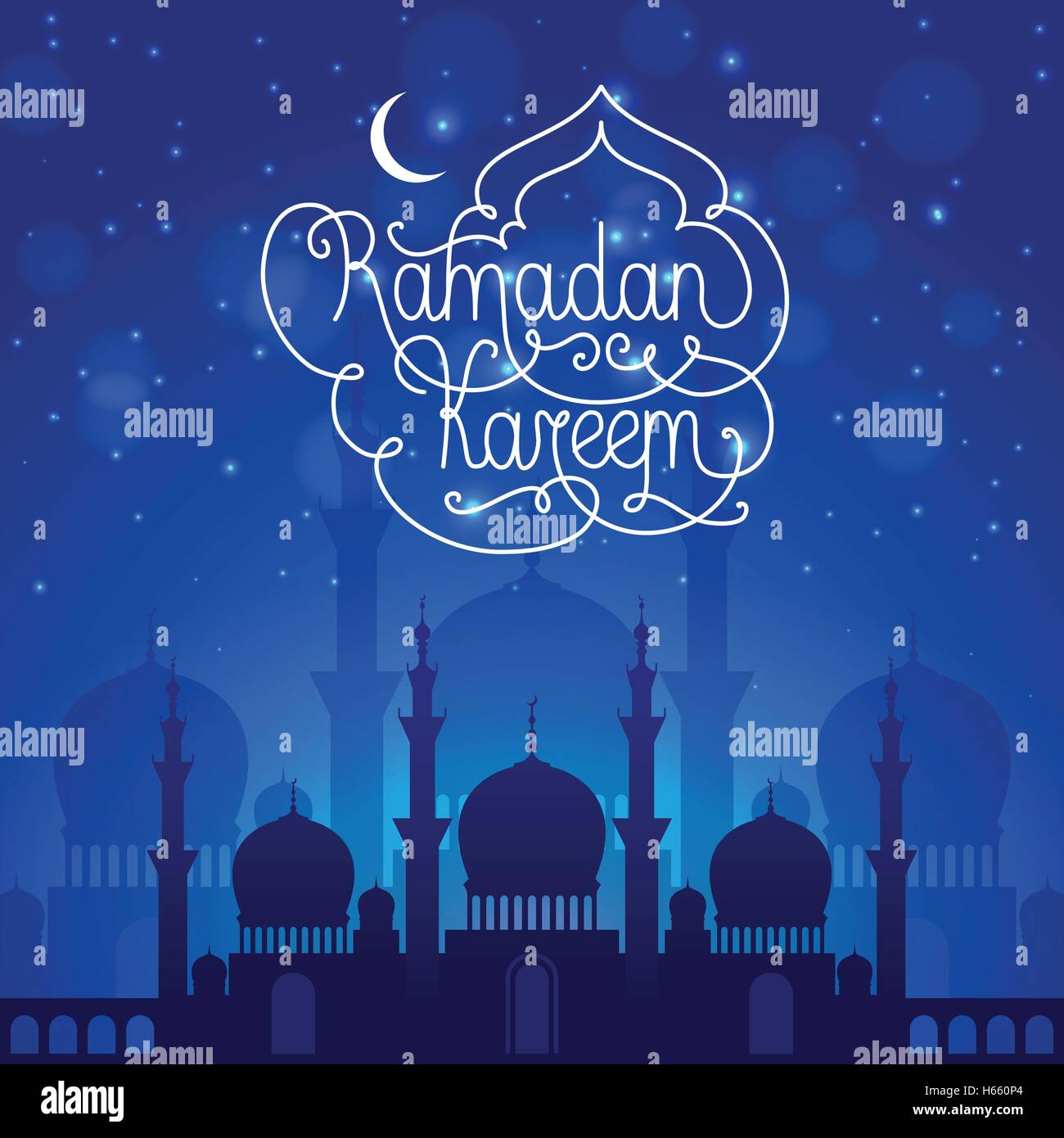 Ramadan Kareem Dark Blue Illustration Stock Vector Image Art Alamy