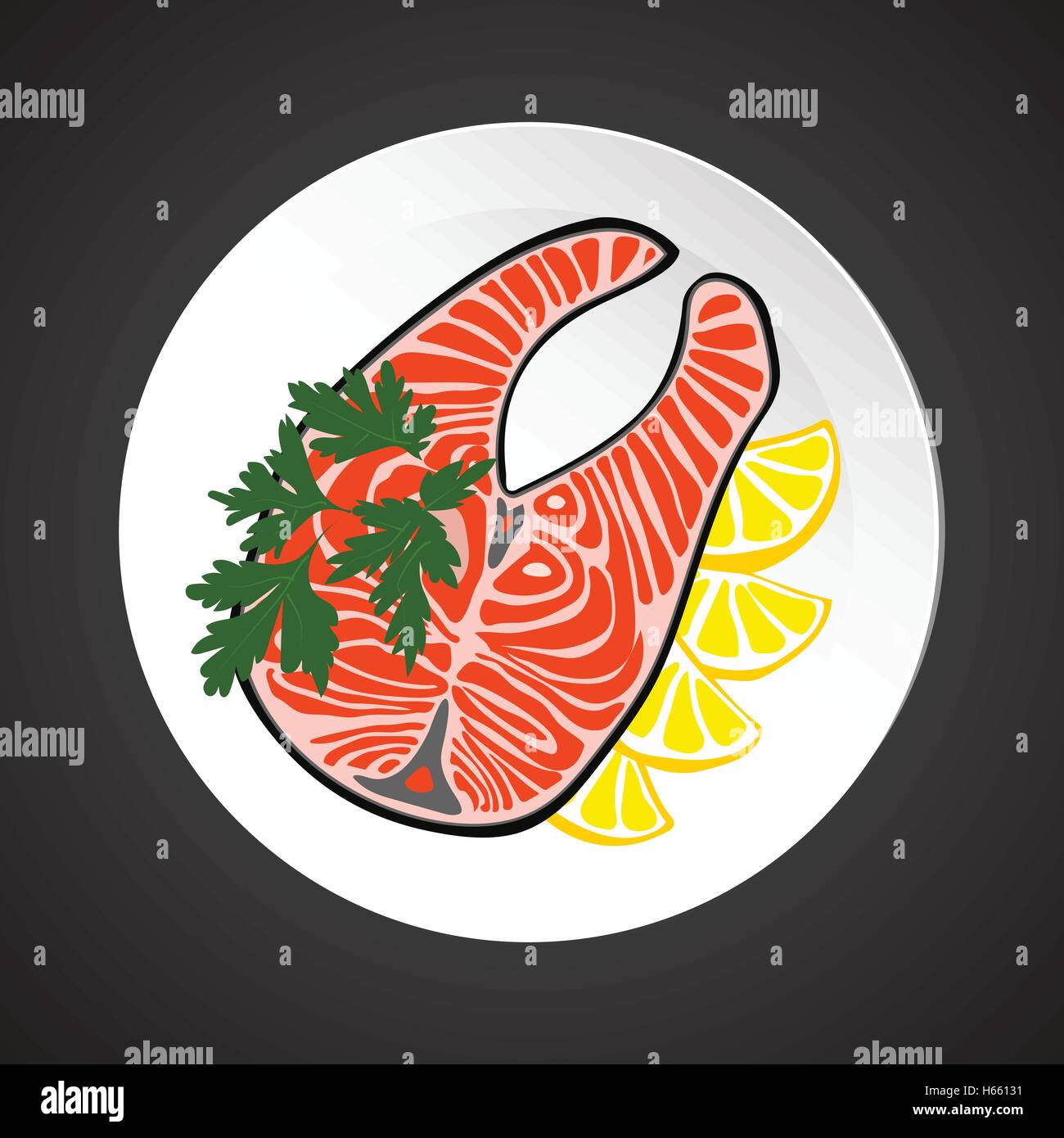 Salmon steak illustration Stock Vector Image & Art - Alamy