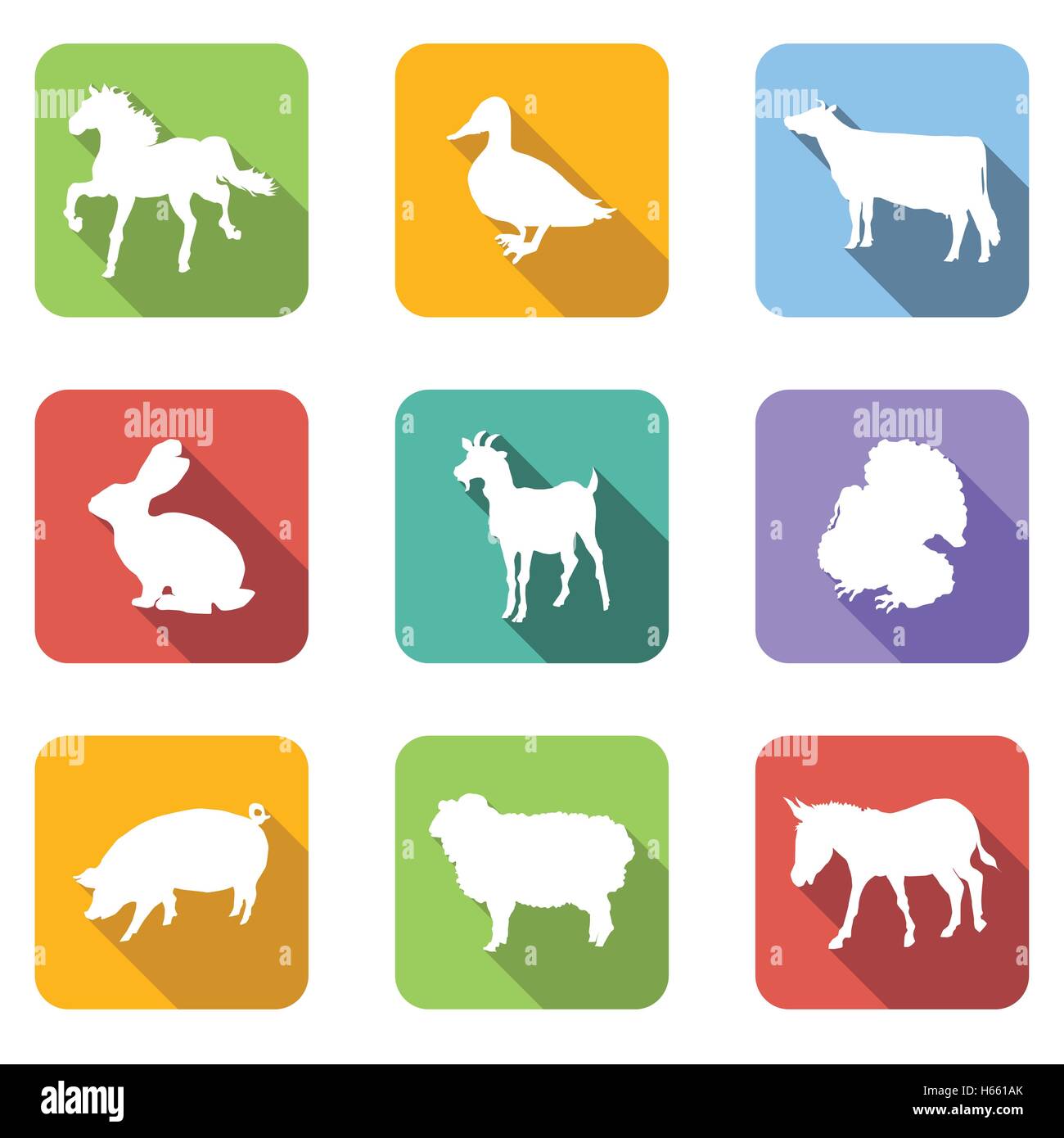 Farm animals flat icons Stock Vector Image & Art - Alamy