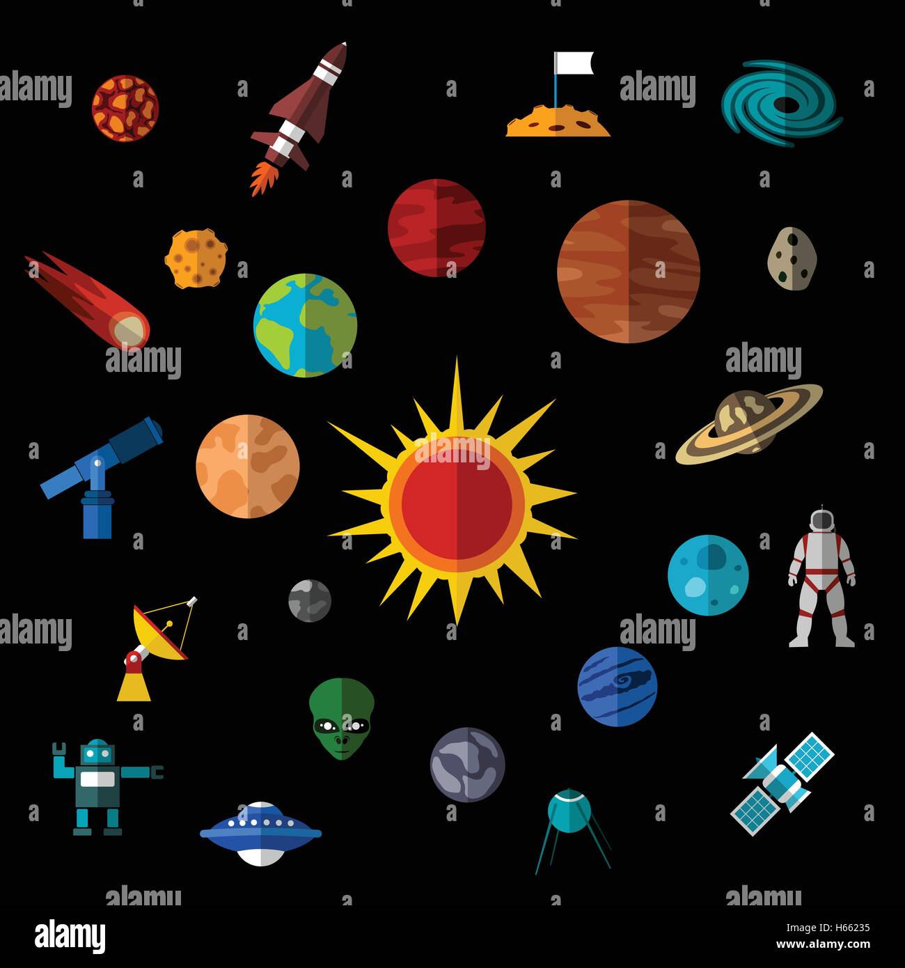 Space icons set Stock Vector Image & Art - Alamy