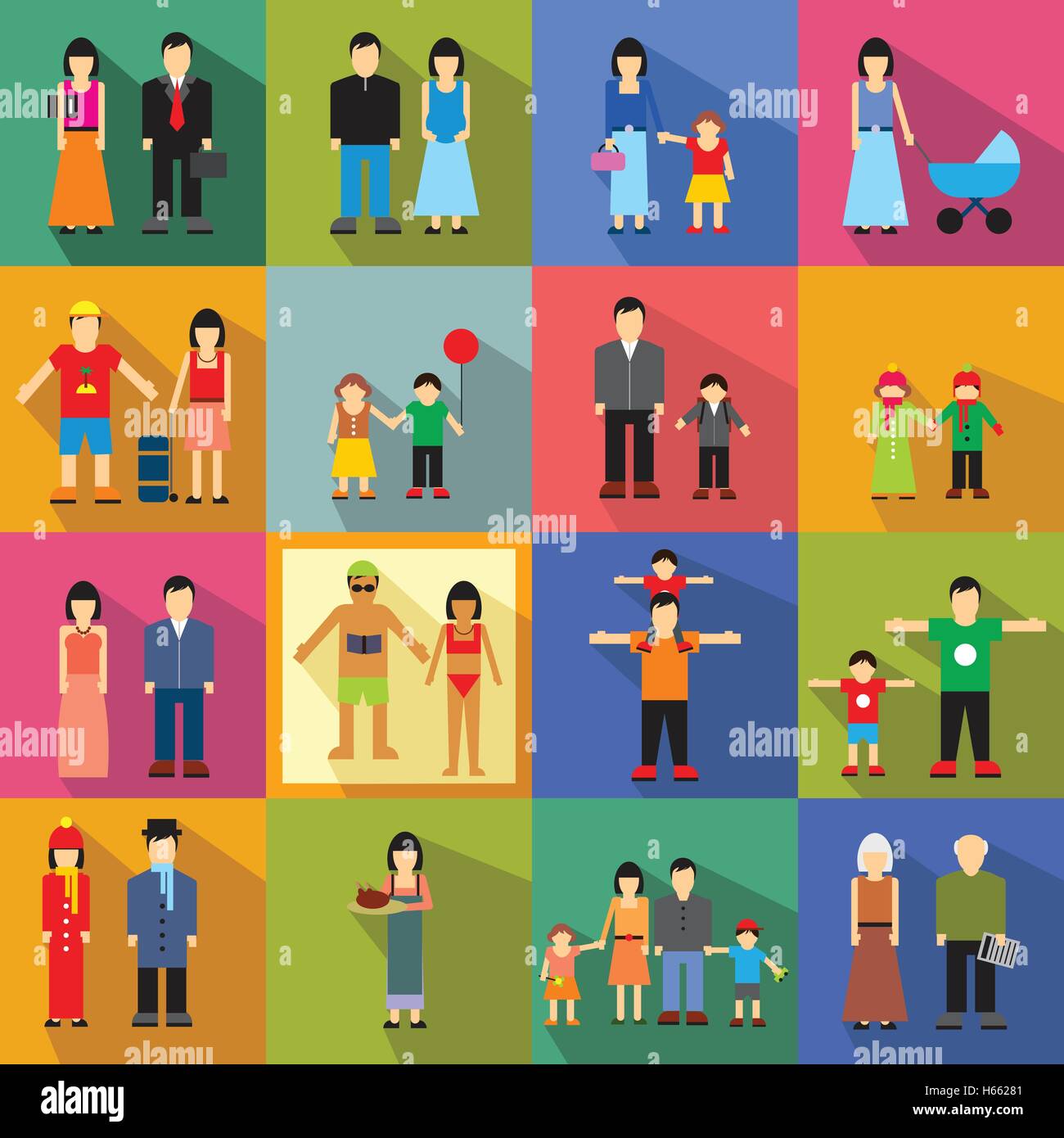 Family flat icons Stock Vector Image & Art - Alamy