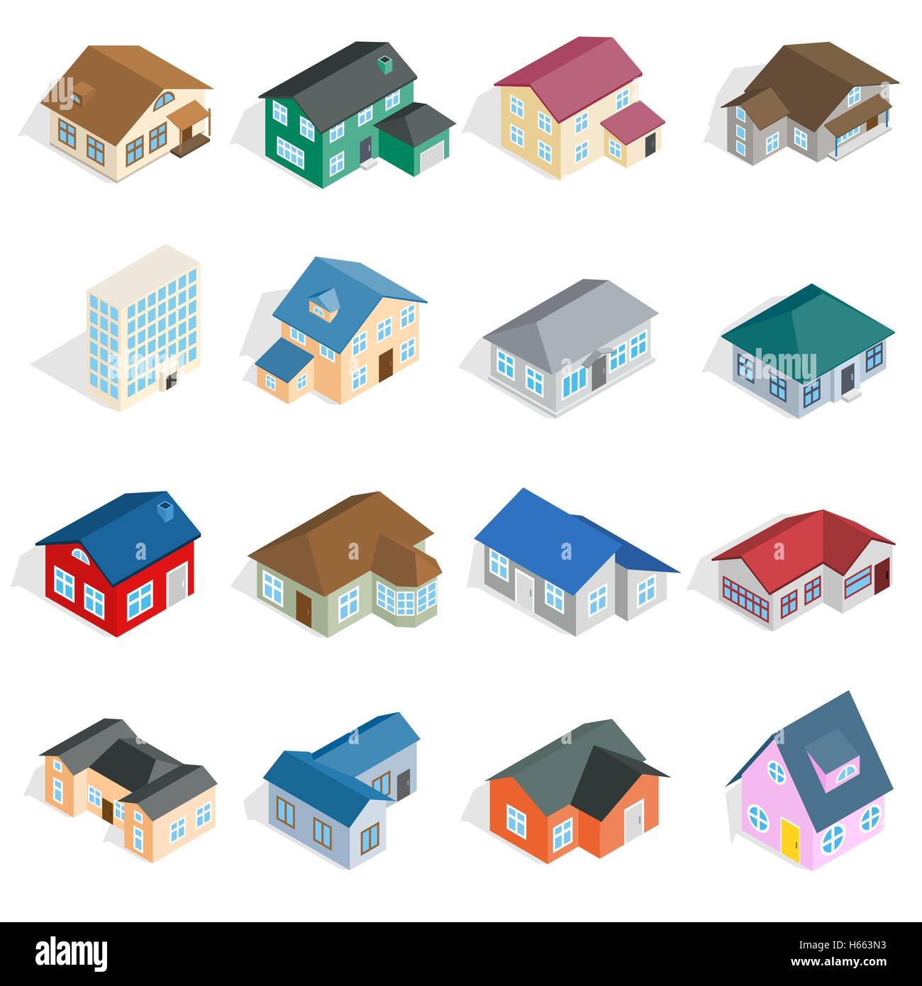 Town house cottage set, isometric 3d style Stock Vector Image & Art - Alamy