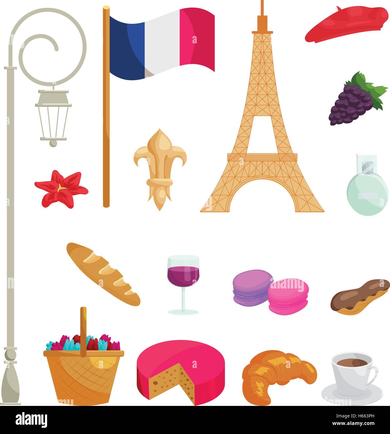 France Icons Set Cartoon Style Stock Vector Image And Art Alamy