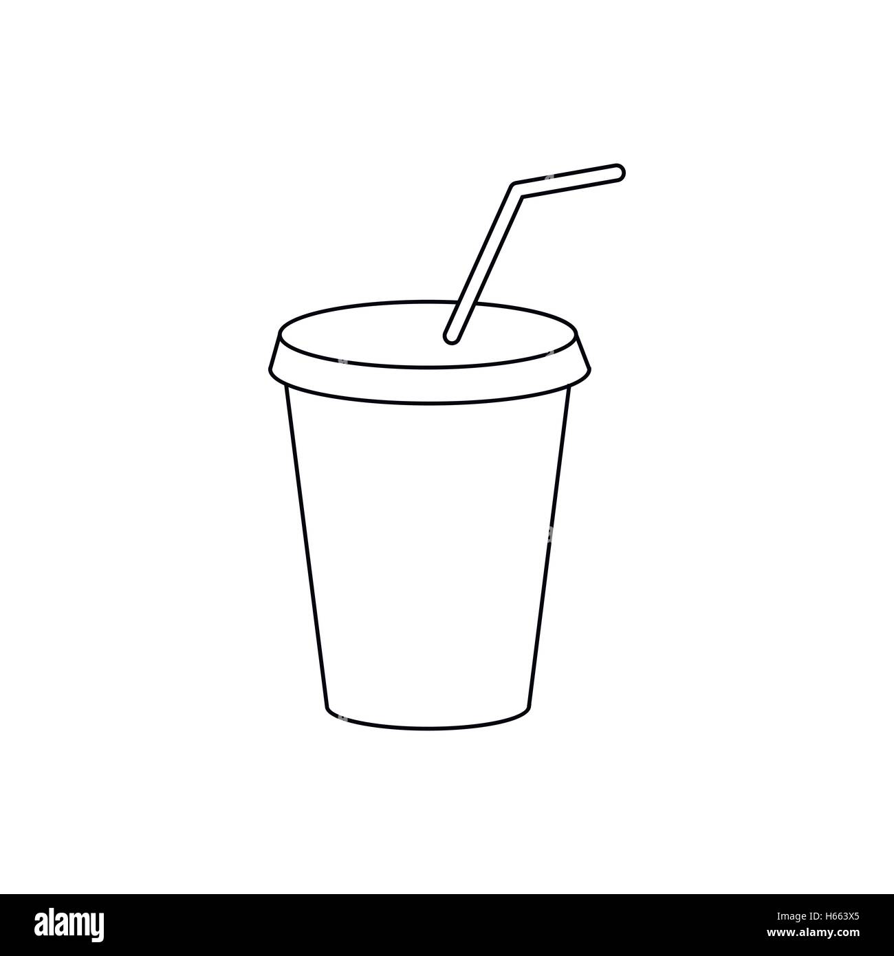 Soda paper cup doodle line icon. Soda drink cup isolated doodle