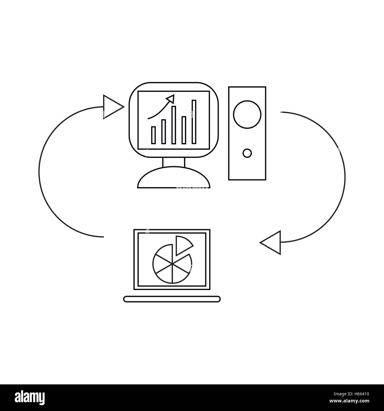 Laptop with bar chart on office desk Stock Vector Images - Alamy