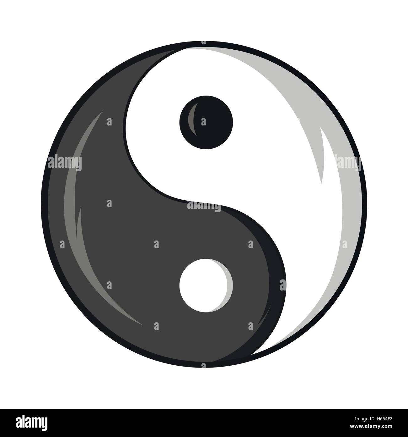 Yin and yang symbol icon, cartoon style Stock Vector