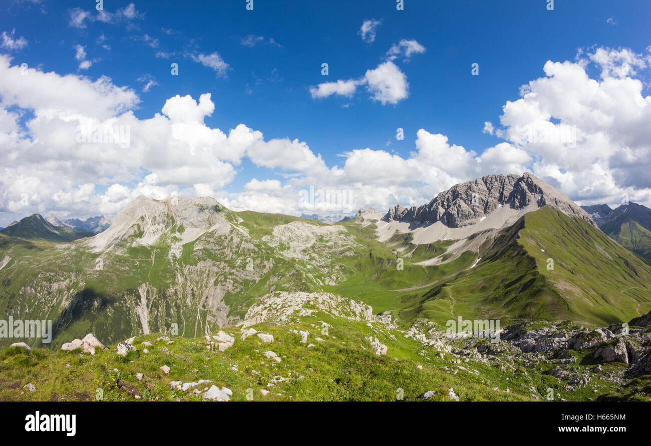View From Ruefikopf 2.350m To Ruefispitze 2.632m In Vorarlberg Austria Stock Photo