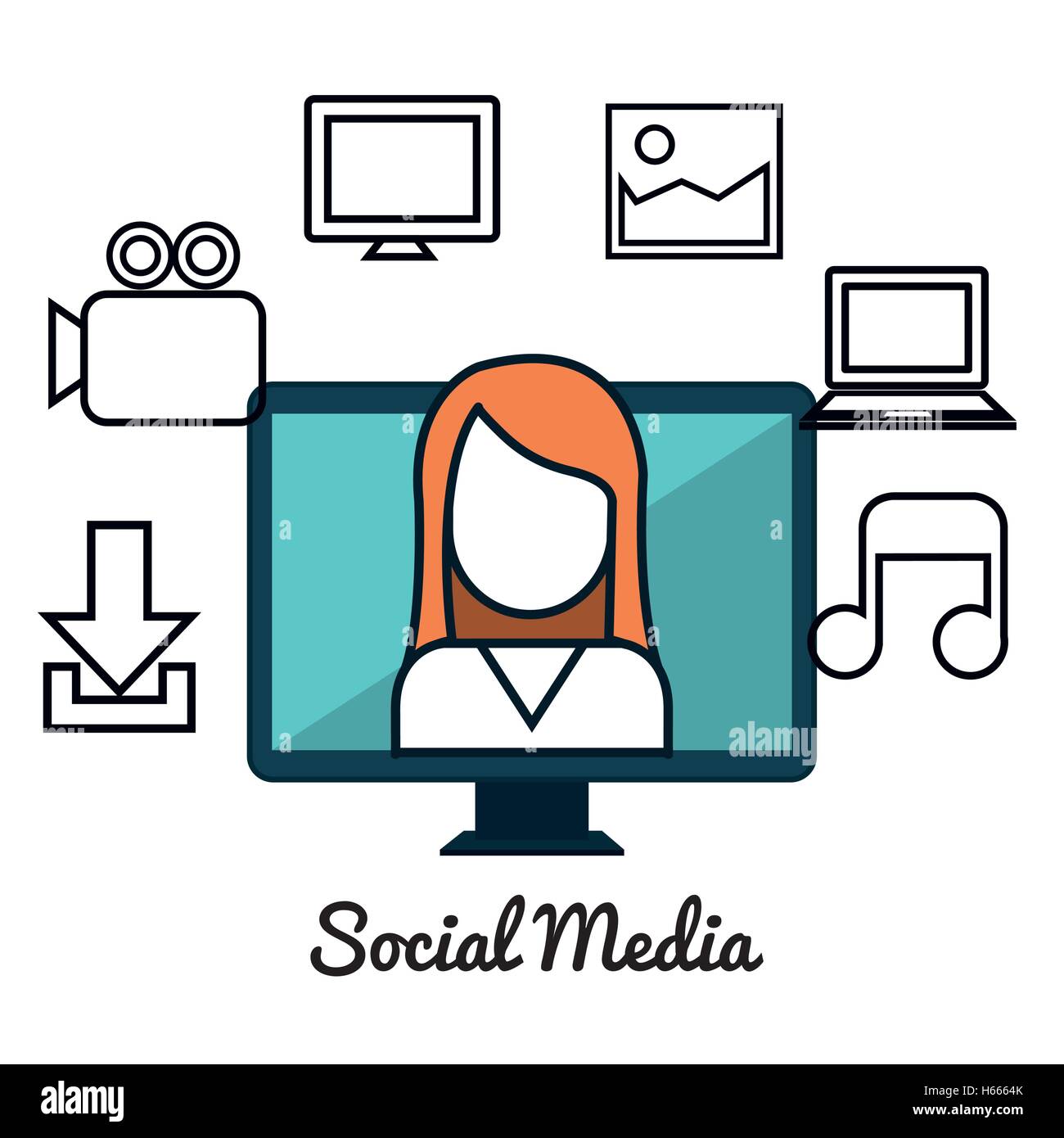 social media concept flat icons Stock Vector Image & Art - Alamy