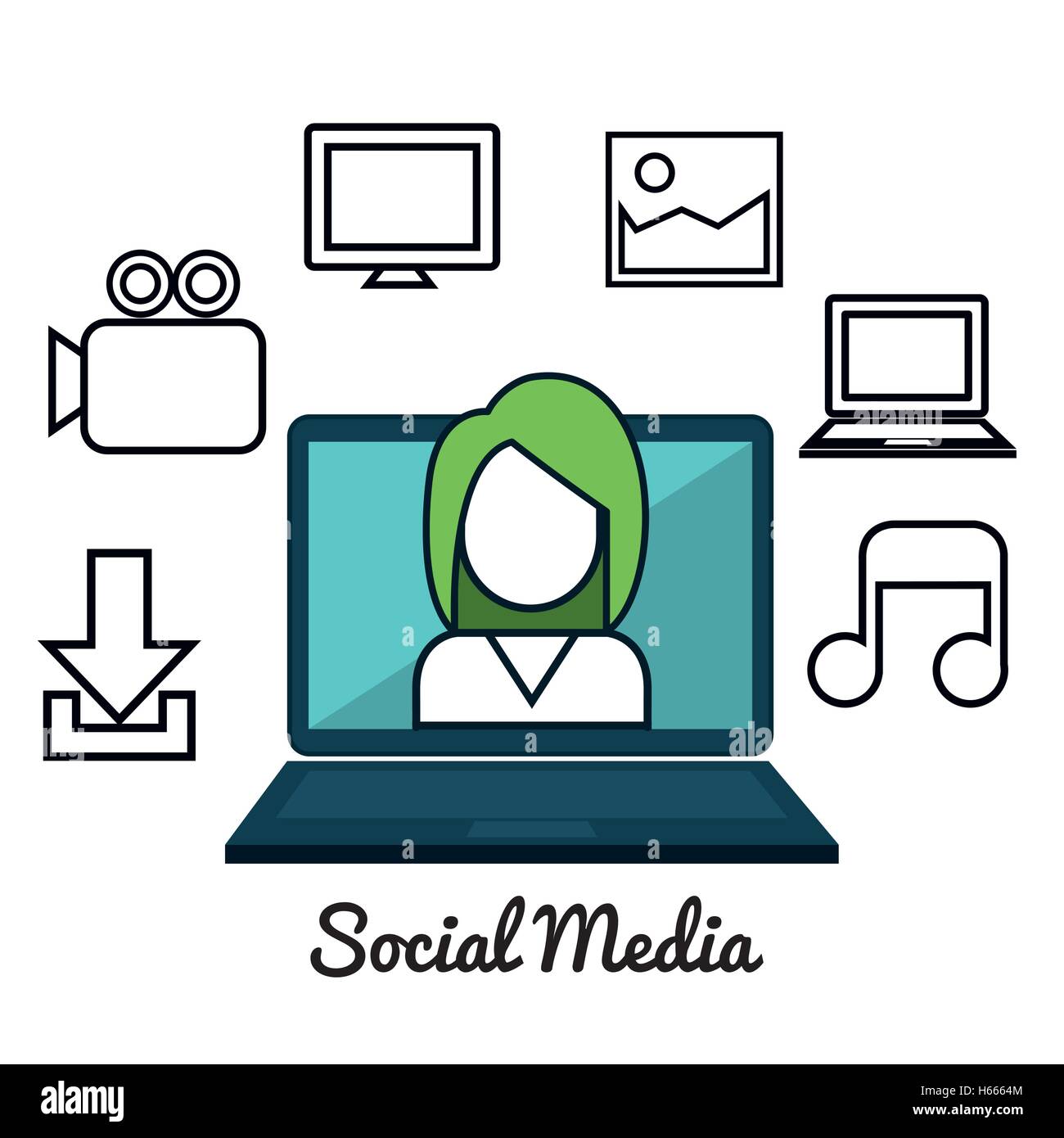 social media concept flat icons Stock Vector Image & Art - Alamy