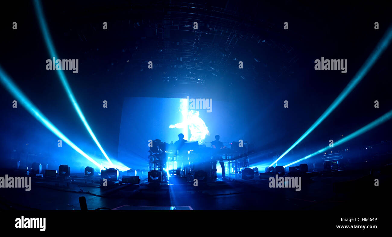 BARCELONA JUN 20 The Chemical Brothers (electronic dance music band) live music performance