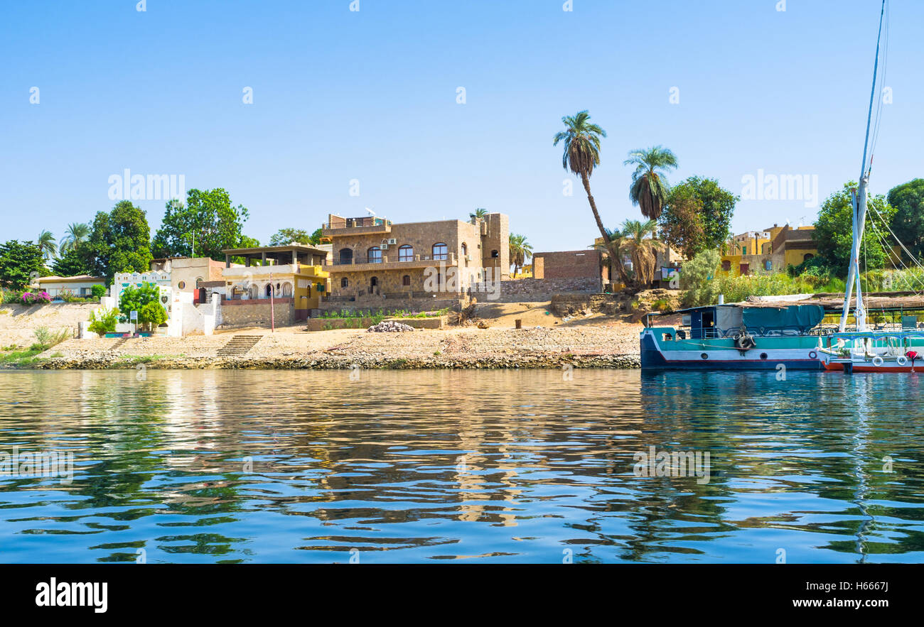 The traditional Nubian village located on the Kitchener's island in Aswan, Egypt. Stock Photo