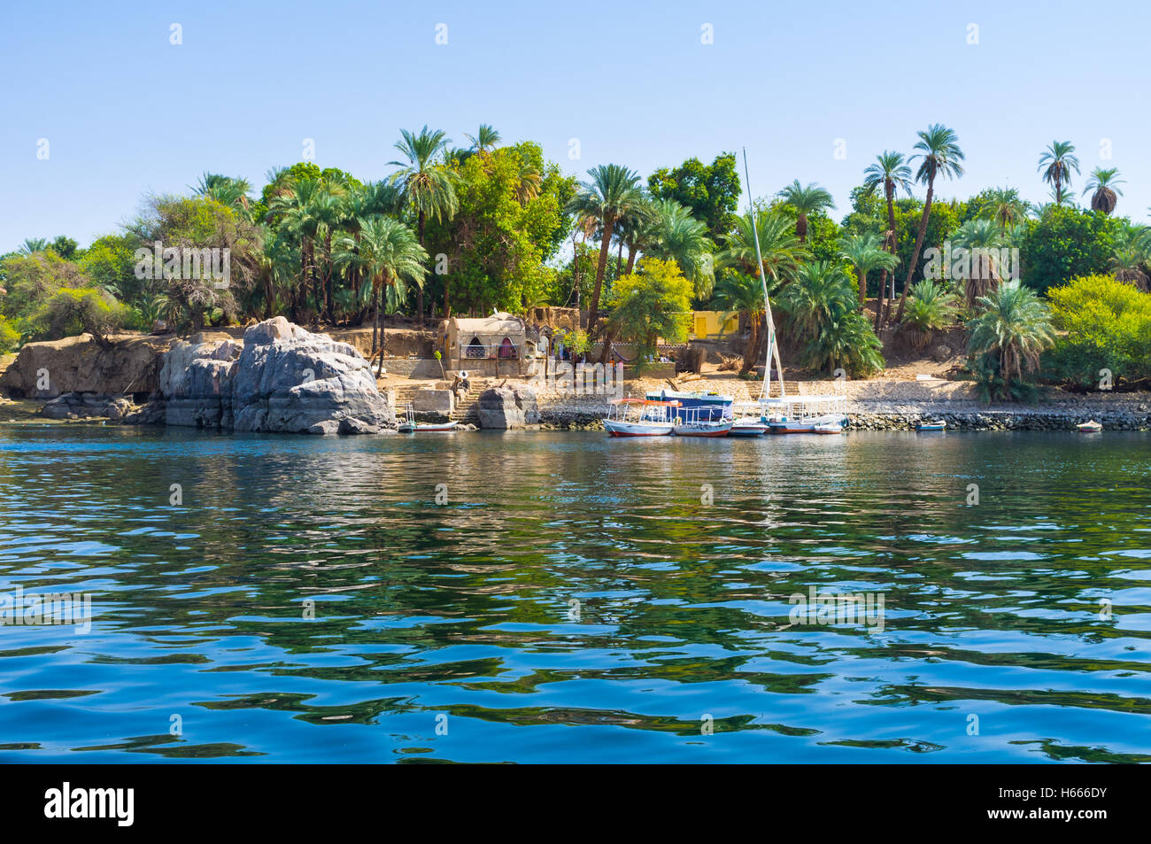 The Kitchener's island is also known as the Island of plants, it's popular tourist destination in Aswan, Egypt. Stock Photo