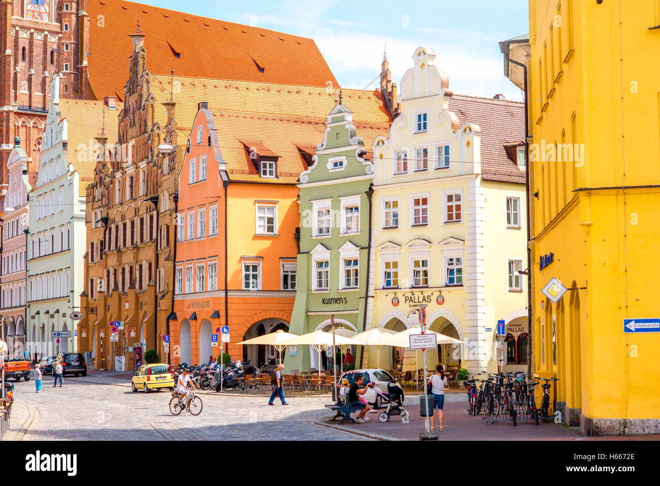 Houses in Landshut town Stock Photo - Alamy