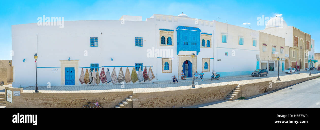 The historic neighborhood next to the Grand Mosque is occupied by numerous rug stores and workshops Stock Photo