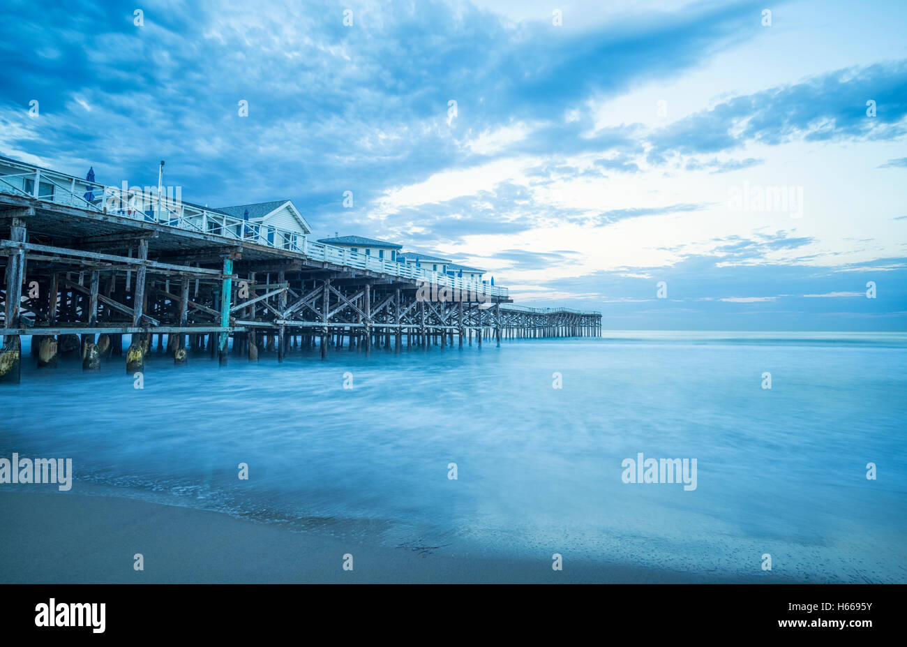 Crystal Pier, cloudy morning. Pacfiic Beach, San Diego, California, USA. Stock Photo