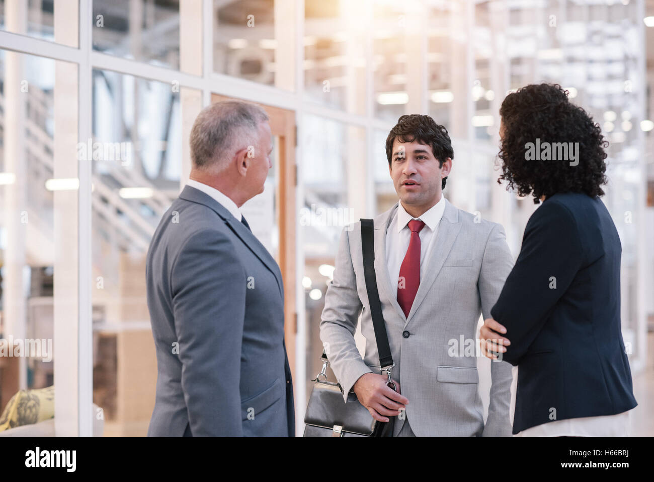 Catching up before the business day Stock Photo - Alamy