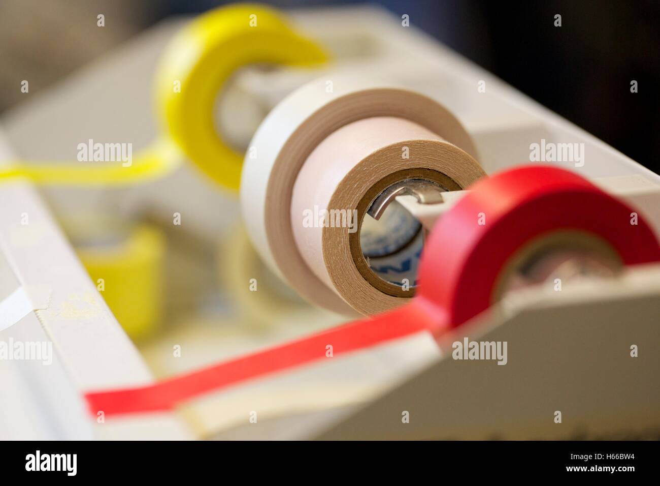 Laboratory label tape. Different colors used to color code labels Stock