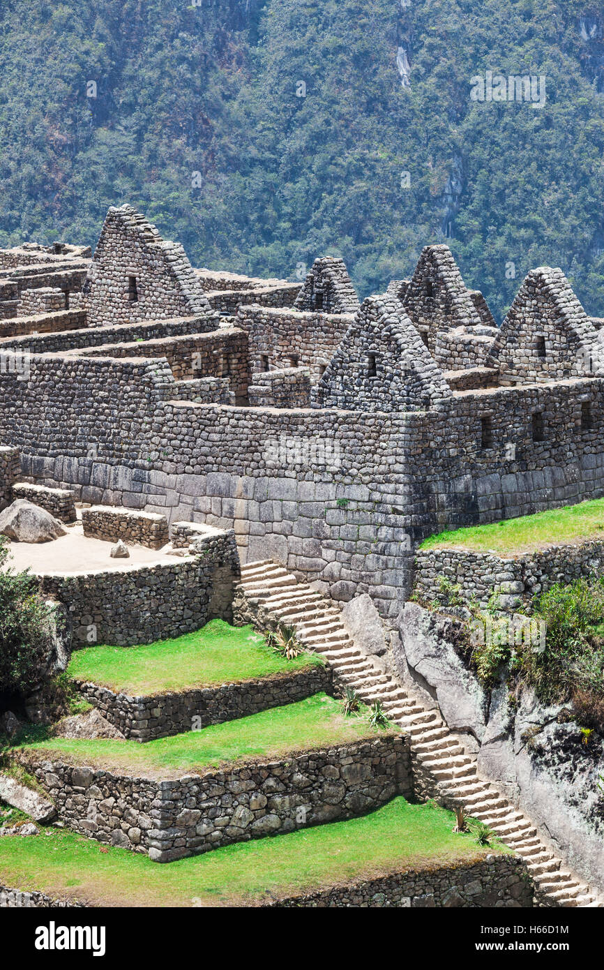 stairs and ancient houses to Machu Picchu Stock Photo - Alamy