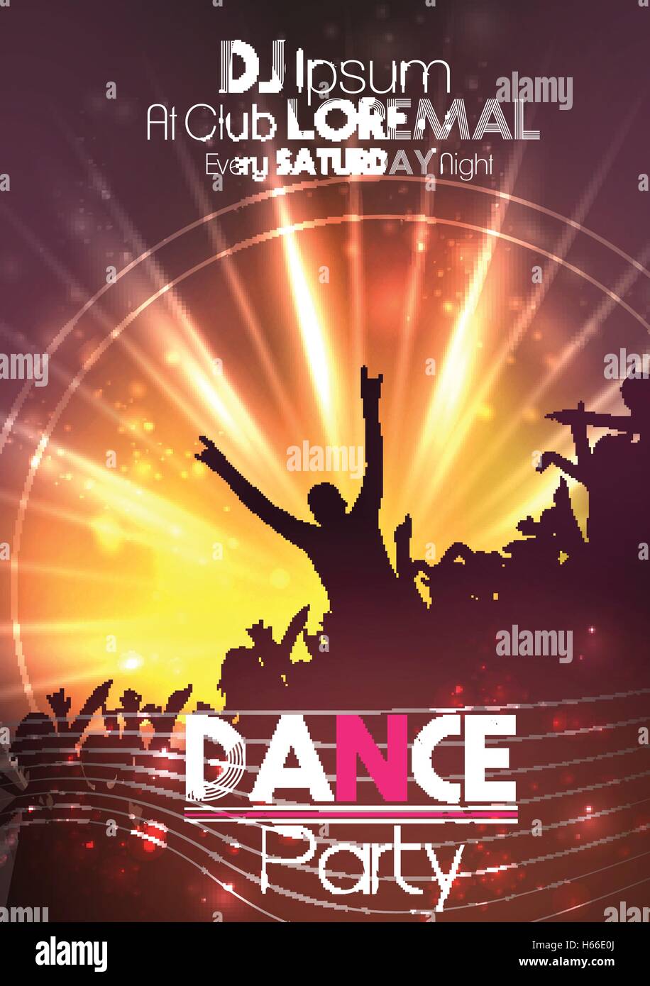 Dance Party Poster Background Template Vector Illustration Stock