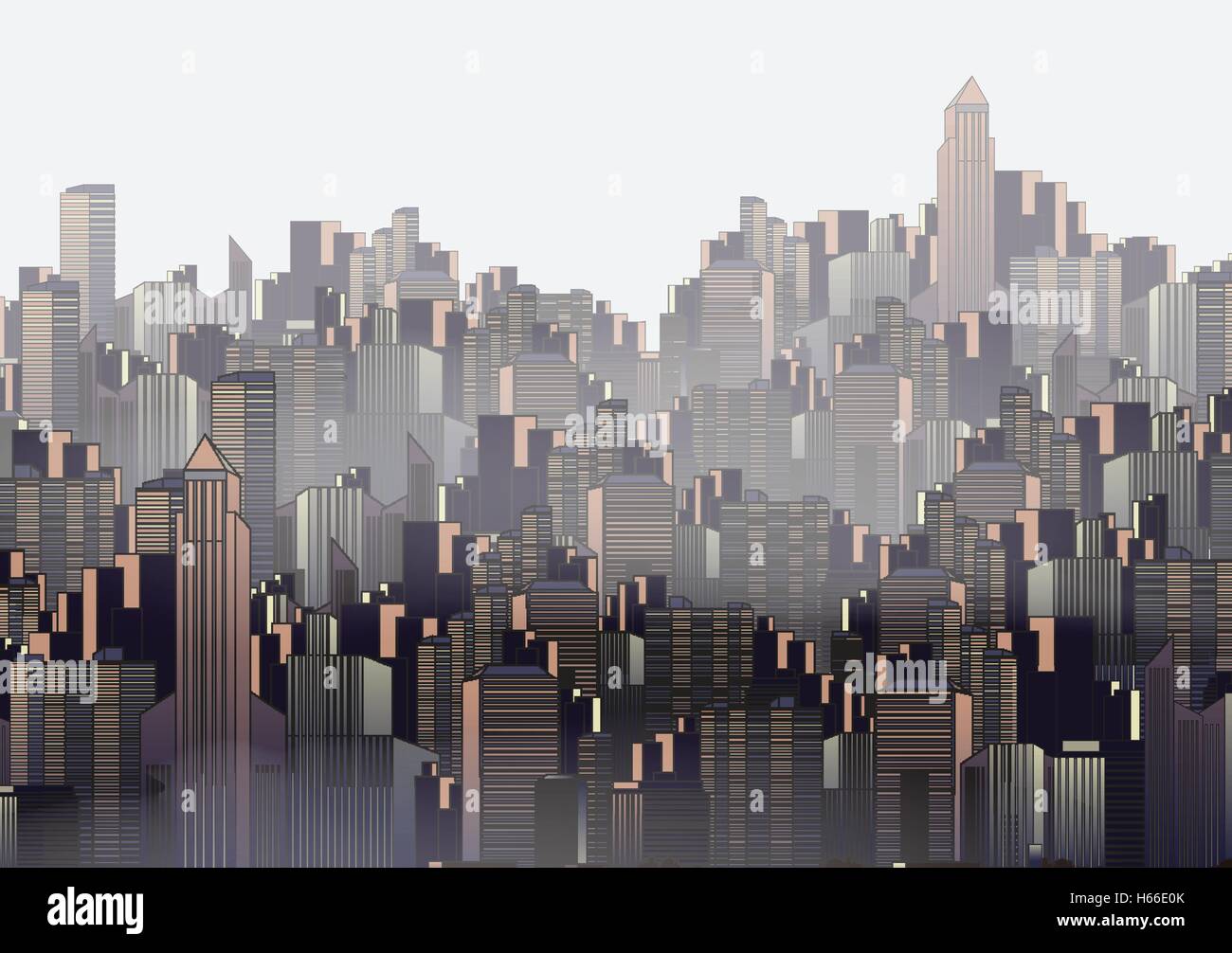 Modern City Skyline Landscape with Skyscraper Offices - Vector ...