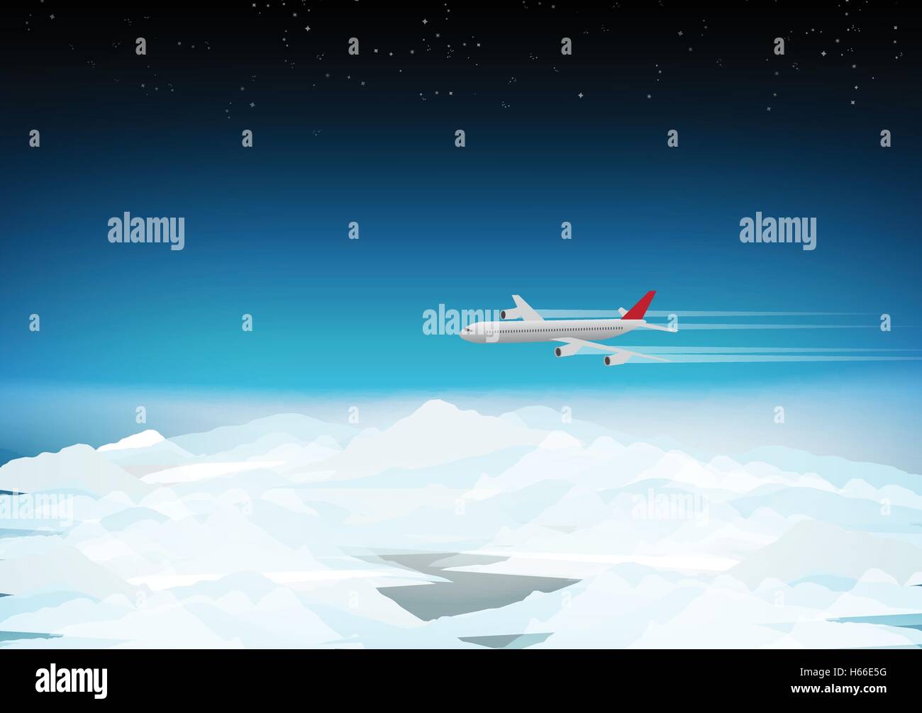 Passenger Plane Above the Clouds - Vector Illustration Stock Vector ...